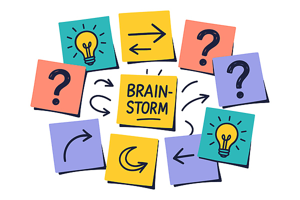 교육 컬러 생각 일러스트 그래프 협력 아이디어 정보 메모지 계획 분석 포스트잇 전략 혁명 문제해결 발상 창의성 브레인스토밍 국내일러스트 AI파일 컨셉 사무용품 파일형식 벡터