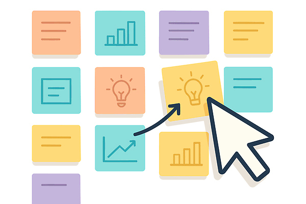 디자인 컬러 스티커 생각 일러스트 손가락 그래프 아이디어 기술 실험 대화 디지털 정보 표현 메모지 작업 집중 포스트잇 클릭 혁명 창의성 브레인스토밍 국내일러스트 AI파일 손 컨셉 말하기 사무용품 파일형식 벡터