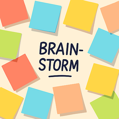 일러스트 비즈니스 회의 협력 아이디어 기록 메모지 조직 계획 포스트잇 문제해결 창의력 브레인스토밍 국내일러스트 AI파일 컨셉 사무용품 파일형식 벡터