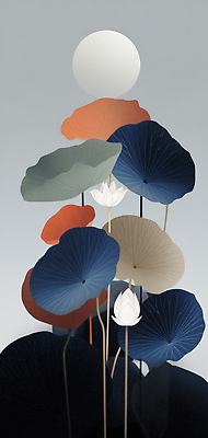 JPG 모양 디자인 예술 컬러 잎 일러스트 자연 내부 장식 인테리어 고요 공간 감각 배열 연습 모던 기하학 조화 국내일러스트 AI일러스트 AI콘텐츠 식물 무늬 생태계 파일형식