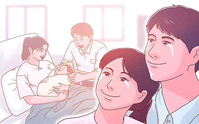 PSD 행복 감정 일러스트 가족 생명 기념 함께함 병원 사랑 라이프 치료 부모 기쁨 간호사 의사 축하 아기 소중 순간 국내일러스트 컨셉 의학 관계 사람 생활 의료진 파일형식