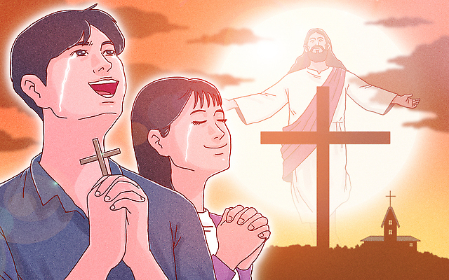 PSD 기독교 종교 일러스트 친구 평화 노을 믿음 희망 기쁨 모임 기도 예수 저녁 신도 감사 감동 국내일러스트 자연요소 감정 컨셉 관계 신_종교 야간 파일형식