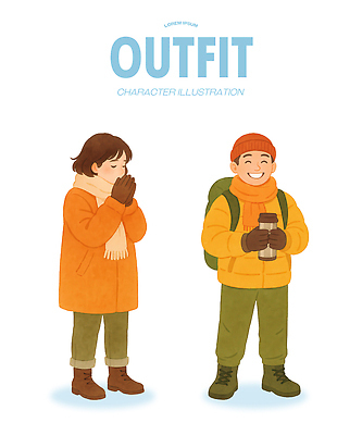 PSD 캐릭터 손 여자 남자 감정 커피 컬러 겨울 일러스트 표정 웃음 두명 산책 준비 조화 스타일 액티비티 국내일러스트 계절 음료 휴식 사람 신체부위 파일형식