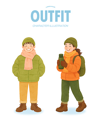 PSD 나무 모자 패션 행복 어린이 장갑 겨울 일러스트 모션 자연 웃음 두명 초록색 소풍 평화 카메라 주황색 스카프 즐거움 외출 국내일러스트 식물 잡화 계절 감정 컬러 컨셉 표정 사람 전자제품 야외활동 목도리 생태계 파일형식