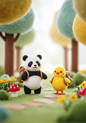 JPG 나무 편집이미지 꽃 인형 컬러 여행 배낭 자연 병아리 친구 캠핑 도전 숲 판다 조화 이미지편집 양모펠트 AI컴퓨터그래픽 AI콘텐츠 식물 가방 곰 관계 조류 레저 생태계 양모 펠트 파일형식