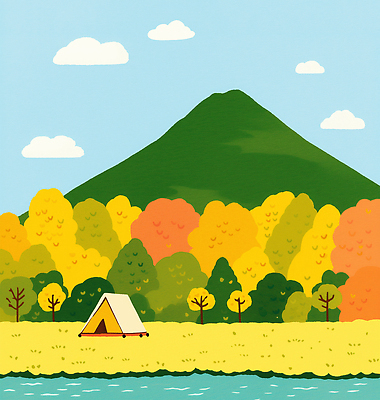 PSD 나무 공원 호수 단풍 일러스트 가족 자연 하늘 산 텐트 풍경 초록색 친구 소풍 야외활동 노란색 평화 트래킹 캠핑 가을 주말 국내일러스트 식물 계절 공공시설 컬러 컨셉 잎 관계 레저 캠핑도구 생태계 파일형식