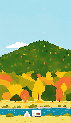 PSD 나무 여유 여행 단풍 일러스트 가족 모션 자연 하늘 텐트 풍경 야외 친구 강 맑음 캠핑 가을 숲 언덕 조화 카라반 국내일러스트 식물 계절 감정 잎 관계 레저 날씨 캠핑도구 생태계 캠핑카 파일형식