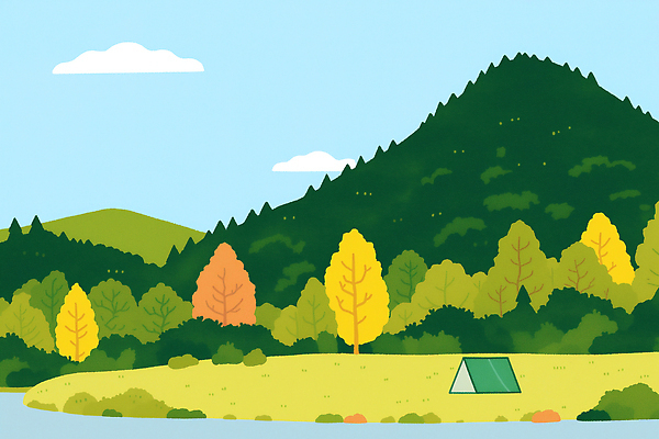 PSD 나무 호수 여행 단풍 일러스트 가족 모션 자연 휴식 산 풍경 야외 여름 캠핑 생태 숲 캠핑장 조용 탐방 국내일러스트 식물 계절 컨셉 잎 관계 레저 생태계 파일형식