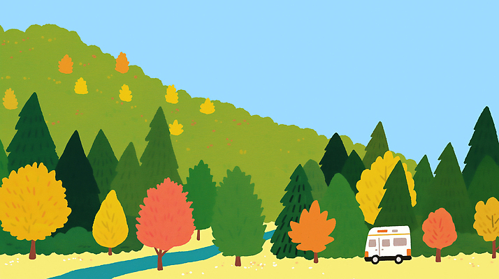 PSD 나무 컬러 여행 일러스트 가족 자연 휴식 산 풍경 취미 빨간색 친구 강 평화 캠핑 금색 가을 물가 숲 즐거움 캠핑카 국내일러스트 식물 계절 감정 컨셉 관계 자동차 레저 생태계 파일형식