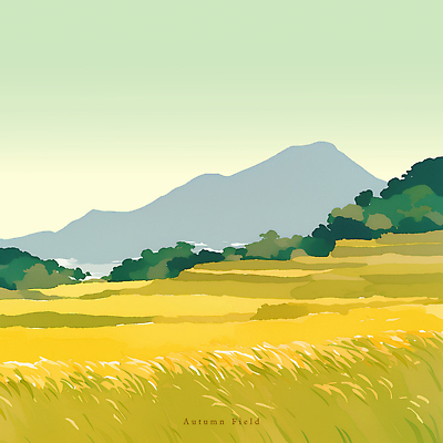 PSD 컬러 패턴 일러스트 자연 하늘 산 풍경 잔디 초원 햇빛 평화 가을 농촌 숲 언덕 뷰티풀 풍요 국내일러스트 식물 계절 컨셉 무늬 태양 시골 생태계 파일형식