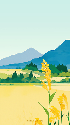 PSD 식물 꽃 일러스트 자연 하늘 산 풍경 고요 금색 가을 신선 시원함 조화 위로 논밭 뷰티풀 오후 국내일러스트 계절 컬러 밭 논 생태계 파일형식