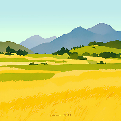 PSD 컬러 농업 일러스트 자연 하늘 날씨 산 풍경 초원 태양 평화 들꽃 가을 농촌 생태 풍요 국내일러스트 자연요소 계절 꽃 산업 컨셉 시골 생태계 파일형식