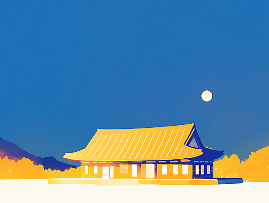 JPG 나무 전통 건축 일러스트 자연 하늘 한옥 한국 풍경 빛 평화 고요 문화재 분위기 밤 저녁 달빛 언덕 조화 고딕 뷰티풀 국내일러스트 AI일러스트 AI콘텐츠 식물 한국전통 아시아 컨셉 고건축 견과류 달 야간 생태계 파일형식