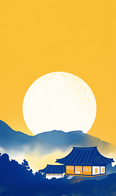 JPG 구름 한국문화 전통 건축물 컬러 일러스트 자연 하늘 산 한국 풍경 건물 태양 평화 일출 고요 일몰 저녁 조화 강렬 뷰티풀 국내일러스트 AI일러스트 AI콘텐츠 자연요소 동양문화 건축 아시아 컨셉 노을 야간 생태계 파일형식