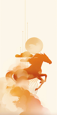 JPG 모양 동물 감정 예술 선 백그라운드 일러스트 그래픽 달리기 주황색 힘 에너지 표현 말_게임 감각 비율 색감 창의성 국내일러스트 AI일러스트 AI콘텐츠 컬러 모션 파일형식