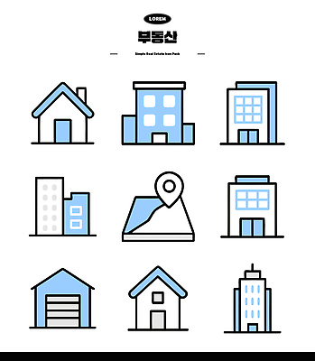 아이콘 디자인 백그라운드 부동산 아파트 주택 건물 그래픽 사무실 창고 심플 2D아이콘 AI파일 건축물 비즈니스 재산 파일형식 벡터