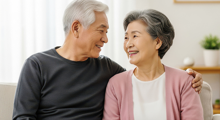 JPG 편집이미지 노년 행복 감정 중년 거실 가족 관계 주택 대화 사랑 미소 여러명 노부부 편안함 의료성형뷰티 편집실사 AI인물포토 AI콘텐츠 부부 다수 표정 말하기 사람 성인 건물 감각 CG 파일형식 AI포토