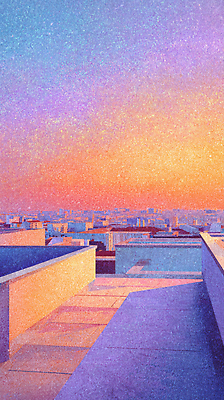 JPG 감정 하늘색 일러스트 자연 하늘 풍경 일상 보라색 고요 일몰 도시 체험 저녁 편안함 옥상 뷰티풀 색채 순간 국내일러스트 AI일러스트 AI콘텐츠 컬러 컨셉 라이프 파란색 노을 감각 야간 생태계 파일형식