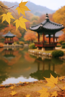 JPG 나무 편집이미지 전통 호수 여행 단풍 자연 한옥 풍경 평화 가을 정자 뷰티풀 색채 편집실사 AI포토 AI콘텐츠 식물 한국전통 건축물 계절 컨셉 고건축 잎 CG 생태계 파일형식