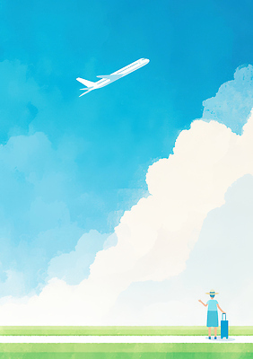JPG 구름 감정 여행 이동 일러스트 자연 하늘 비행기 사람 일상 파란색 평화 희망 원근감 도전 짐 공항 준비 출발 뷰티풀 국내일러스트 AI일러스트 AI콘텐츠 자연요소 뷰포인트 컬러 컨셉 항공교통 교통시설 대중교통 라이프 생태계 파일형식