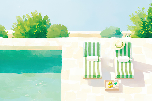 JPG 음료 과일 일러스트 자연 탁자 휴가 휴식 수영장 취미 해변 야외 여름 태양 수영 줄무늬 침대 선탠 편안함 상큼 이국적 국내일러스트 AI일러스트 AI콘텐츠 자연요소 계절 바다 가구 컨셉 무늬 수상스포츠 감각 생태계 파일형식