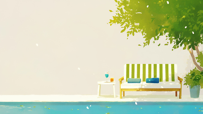 JPG 식물 디자인 음료 일러스트 자연 탁자 휴식 수영장 취미 야외 초록색 여름 소파 공간 분위기 선탠 편안함 오브젝트 조화 안락 국내일러스트 AI일러스트 AI콘텐츠 계절 컬러 가구 컨셉 의자 감각 생태계 파일형식