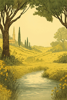 JPG 나무 일러스트 자연 풍경 초원 여름 크리스마스트리 교회 평화 일출 고요 일몰 시골 개울 뷰티풀 풍경화 국내일러스트 AI일러스트 AI콘텐츠 식물 계절 컨셉 크리스마스 종교건축 건물 강 노을 그림 생태계 파일형식