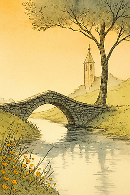 JPG 나무 건축물 꽃 여유 일러스트 자연 하늘 수채화 풍경 강 태양 소풍 교회 일몰 시골 물가 그림 조경 드로잉 석조다리 국내일러스트 AI일러스트 AI콘텐츠 자연요소 식물 건축 감정 종교건축 미술 건물 야외활동 노을 생태계 파일형식