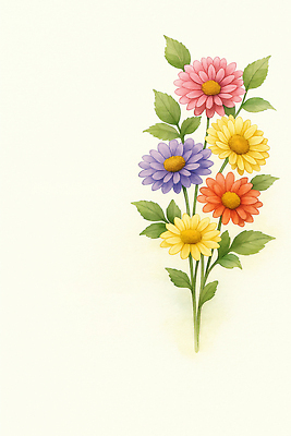 JPG 식물 디자인 꽃 예술 분홍색 컬러 일러스트 자연 미술 장식 노란색 평화 보라색 주황색 표현 즐거움 오브젝트 화사함 뷰티풀 생동감 국내일러스트 AI일러스트 AI콘텐츠 감정 컨셉 문화예술 생태계 파일형식