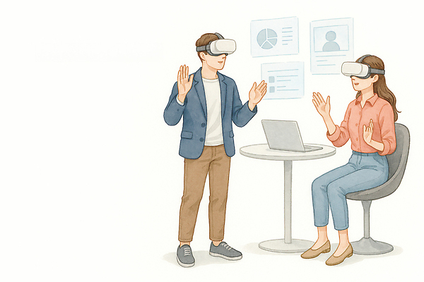 JPG 여자 교육 남자 일러스트 협력 기술 실험 사무실 디지털 자료 기계 체험 플랫폼 프레젠테이션 소통 혁명 가상현실 사용자 국내일러스트 AI일러스트 AI콘텐츠 컨셉 비즈니스 교통시설 사람 파일형식