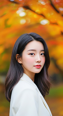 JPG 편집이미지 여자 백그라운드 단풍 자연 거리 표정 풍경 머리카락 촬영 매력적 가을 뷰티풀 색채 청순 의료성형뷰티 편집실사 AI인물포토 AI콘텐츠 계절 컨셉 잎 사람 머리 CG 생태계 파일형식 AI포토
