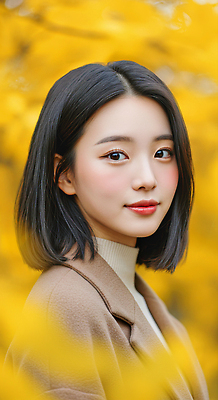 JPG 모델 편집이미지 여자 포즈 백그라운드 단풍 자연 미소 사람 노란색 카메라 가을 뷰티풀 색감 의료성형뷰티 차분 편집실사 AI인물포토 AI콘텐츠 계절 컬러 컨셉 잎 표정 전자제품 CG 생태계 파일형식 AI포토