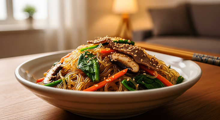 JPG 편집이미지 그릇 한식 음식 채소 탁자 조명 육류 요리 소파 식사 면류 맛 편안함 간장 잡채 편집실사 AI포토 AI콘텐츠 식기 가구 컨셉 의자 식재료 양념 감각 CG 파일형식