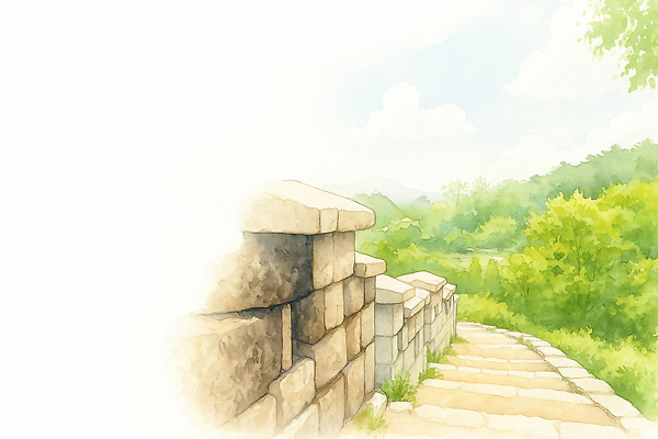 JPG 나무 여행 일러스트 자연 하늘 산 한국 고대문명 돌담 풍경 일상 계단 산책로 문화재 역사 생태 조화 뷰티풀 탐방 국내일러스트 AI일러스트 AI콘텐츠 식물 아시아 길 라이프 담장 돌_바위 생태계 파일형식