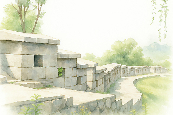 JPG 여행 일러스트 유적지 자연 한국 고대문명 석조 풍경 평화 산책로 문화재 탐험 돌_바위 역사 구조물 숲 조용 뷰티풀 청명 차분 국내일러스트 AI일러스트 AI콘텐츠 건축 아시아 길 컨셉 고건축 생태계 파일형식