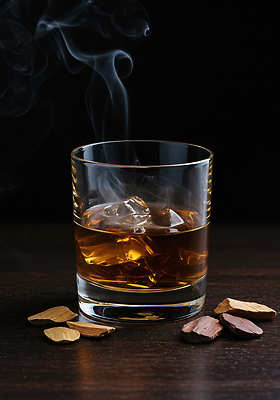 JPG 편집이미지 음료 탁자 잔 주류 얼음 견과류 바 고급 향기 스모키 위스키 리튬 편집실사 AI포토 AI콘텐츠 자연요소 식기 가구 컨셉 CG 냄새 파일형식