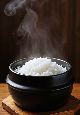 JPG 편집이미지 전통 한식 밥 한국 따뜻함 요리 식사 김 돌솥 밥솥 흰밥 편집실사 AI포토 AI콘텐츠 아시아 음식 주방용품 해조류 CG 파일형식