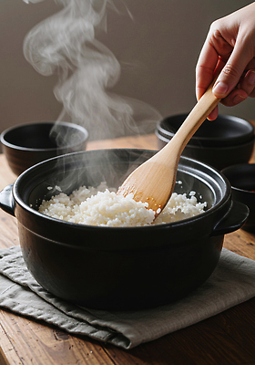 JPG 편집이미지 한식 음식 재료 밥 따뜻함 요리 주방 식사 솥 김 레시피 나무주걱 의료성형뷰티 편집실사 AI인물포토 AI콘텐츠 주방용품 목재 해조류 CG 주걱 파일형식 AI포토