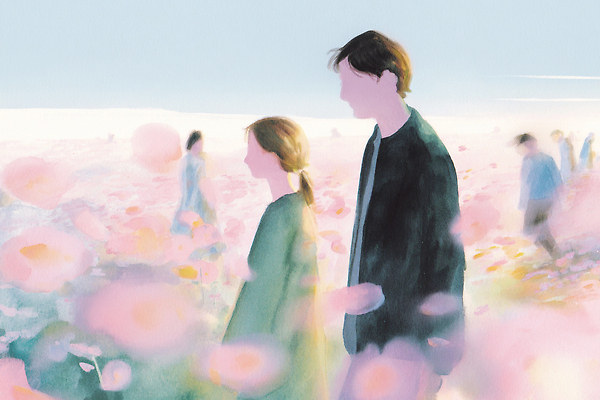 JPG 커플 행복 여유 분홍색 꽃밭 일러스트 자연 아침 따뜻함 밝음 사랑 풍경 초원 희망 봄 산책 저녁 코스모스 부드러움 공유 만개 순간 국내일러스트 AI일러스트 AI콘텐츠 주간 계절 꽃 감정 컬러 관계 휴식 감각 야간 생태계 파일형식