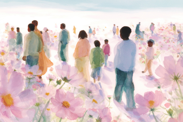 JPG 분홍색 꽃밭 일러스트 가족 모션 자연 날씨 풍경 여러명 여름 친구 소풍 평화 걷기 즐거움 코스모스 소통 뷰티풀 색감 순간 국내일러스트 AI일러스트 AI콘텐츠 계절 꽃 감정 컬러 다수 컨셉 관계 사람 야외활동 생태계 파일형식