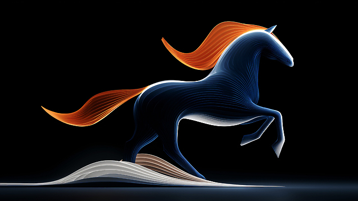 JPG 편집이미지 디자인 선 모션 검은배경 형상 표현 말_게임 우아함 갈기 뷰티풀 생동감 창의성 이미지편집 AI컴퓨터그래픽 AI콘텐츠 백그라운드 컨셉 검은색 파일형식