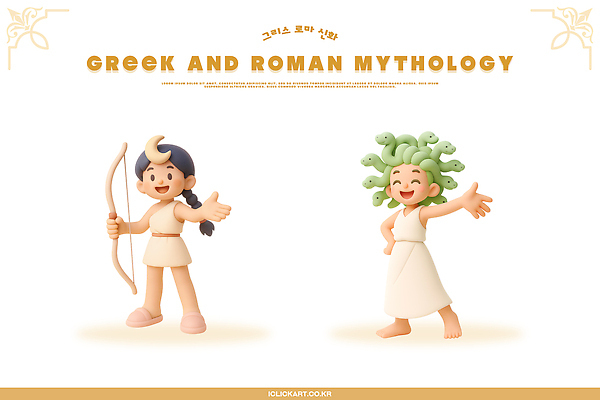 PSD 편집이미지 캐릭터 전통 여자 문화 소녀 머리 표현 뱀 즐거움 활 그림 신화 그리스로마신화 로마신화 편집3D 감정 어린이 파충류 사람 신체부위 3D 파일형식