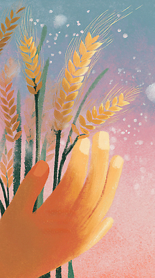 JPG 손 계절 예술 분홍색 하늘색 백그라운드 일러스트 자연 생명 풍경 농작물 농사 고요 수확 생태 농부 밀 이삭 감성 뷰티풀 풍요 국내일러스트 AI일러스트 AI콘텐츠 직업 컬러 컨셉 농업 곡류 신체부위 파란색 생태계 파일형식