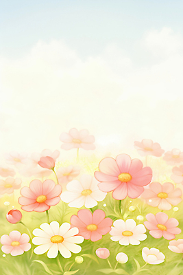 JPG 식물 꽃잎 꽃 컬러 꽃밭 일러스트 자연 하늘 생명 풍경 여름 햇빛 평화 봄 편안함 화사함 눈부심 뷰티풀 국내일러스트 AI일러스트 AI콘텐츠 계절 컨셉 태양 감각 생태계 파일형식