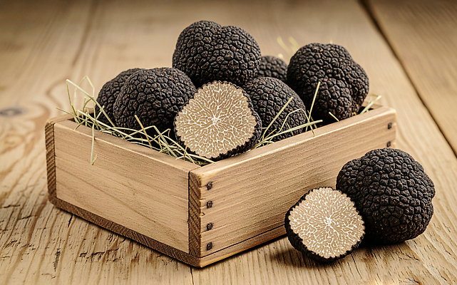 JPG 식물 편집이미지 음식 식재료 재료 자연 조명 요리 신선 고급 맛 나무상자 편집실사 AI포토 AI콘텐츠 트러플 컨셉 상자 버섯 CG 생태계 파일형식