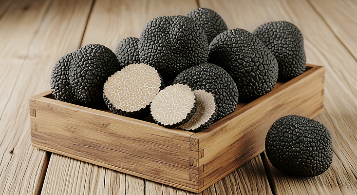 JPG 편집이미지 음식 식재료 자연 탁자 디저트 요리 검은색 신선 맛 나무상자 향기 편집실사 AI포토 AI콘텐츠 트러플 컬러 가구 컨셉 상자 버섯 CG 생태계 냄새 파일형식