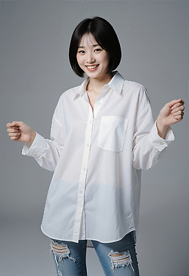 JPG 모델 편집이미지 옷 패션 포즈 백그라운드 표정 미소 웃음 촬영 청바지 모던 의료성형뷰티 스타일 편집실사 AI인물포토 AI콘텐츠 바지 CG 파일형식 AI포토