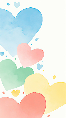 JPG 디자인 행복 감정 예술 분홍색 컬러 백그라운드 일러스트 수채화 따뜻함 사랑 빨간색 노란색 하트 빈티지 분위기 포근함 청록색 창의성 아기자기 국내일러스트 AI일러스트 AI콘텐츠 모양 컨셉 감각 파일형식