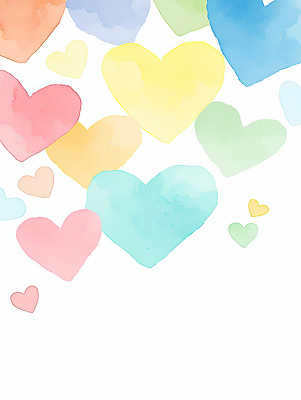 JPG 디자인 감정 예술 컬러 백그라운드 무늬 일러스트 추상 수채화 밝음 사랑 장식 하트 화사함 감성 창의성 파스텔톤 국내일러스트 AI일러스트 AI콘텐츠 모양 컨셉 파일형식