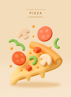 PSD 편집이미지 디자인 예술 음식 컬러 재료 치즈 피자 버섯 토핑 생동감 페퍼로니 디지털아트 편집3D 유제품 패스트푸드 서양음식 3D 소시지 파일형식